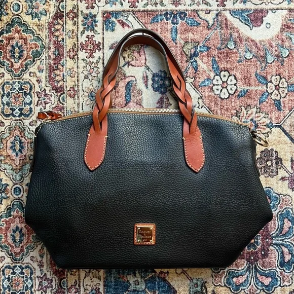 NWOT Dooney & Bourke Black pebble Leather Celeste Satchel with Gold Hardware - Picture 2 of 10